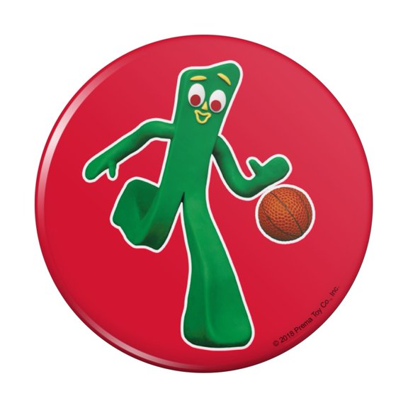 Sporty Gumby Basketball Player Clay Art Kitchen Refrigerator Locker Button Magnet