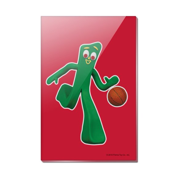 Sporty Gumby Basketball Player Clay Art Rectangle Acrylic Fridge Refrigerator Magnet