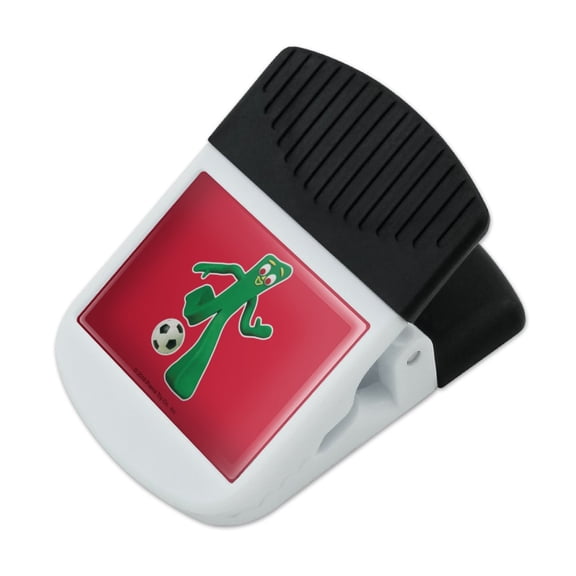 Sporty Gumby Soccer Ball Player Clay Art Refrigerator Fridge Magnet Magnetic Hanging Hook Note Snack Clip