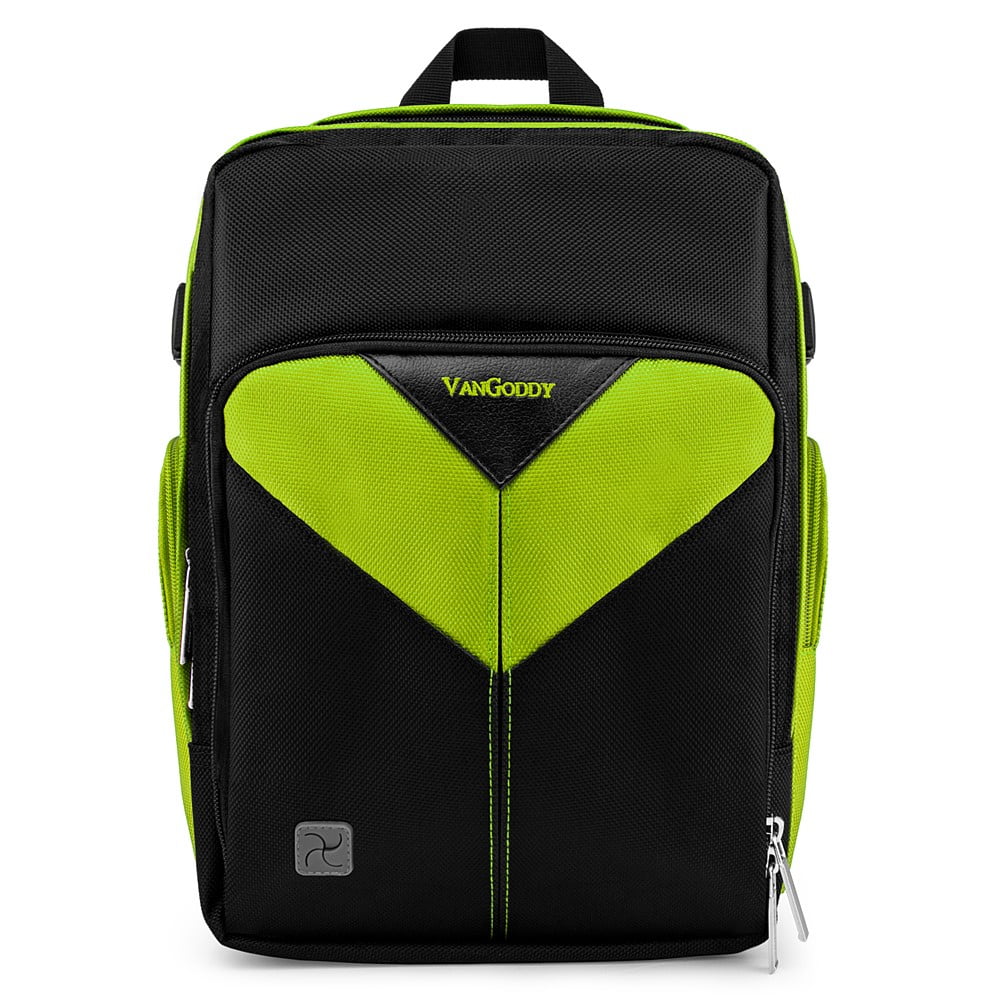 Sporty Outdoor Nylon Backpack Bag for DSLR Compact Cameras, Drones, Camcorders, Sports Action Camers, And Portable Printer Organizers (Green)