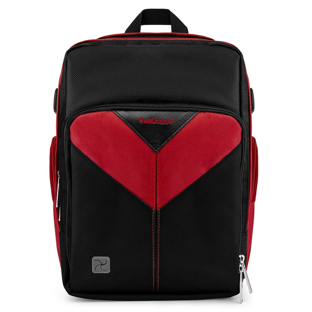 Sporty Outdoor Nylon Backpack Bag for DSLR Compact Cameras, Drones, Camcorders, Sports Action Camers, And Portable Printer Organizers (Red)