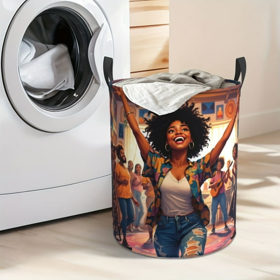 Sporty Print Laundry Basket - Thick Oxford Fabric Foldable Storage Basket with Handle, Bright and Cheerful Design Suitable for Clothes and Toys, Bedroom Storage Basket