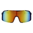 thumbnail image 1 of Sporty Shield Sunglasses Oversized Square Semi-Rimless Black, Orange Mirror Lens, 1 of 4