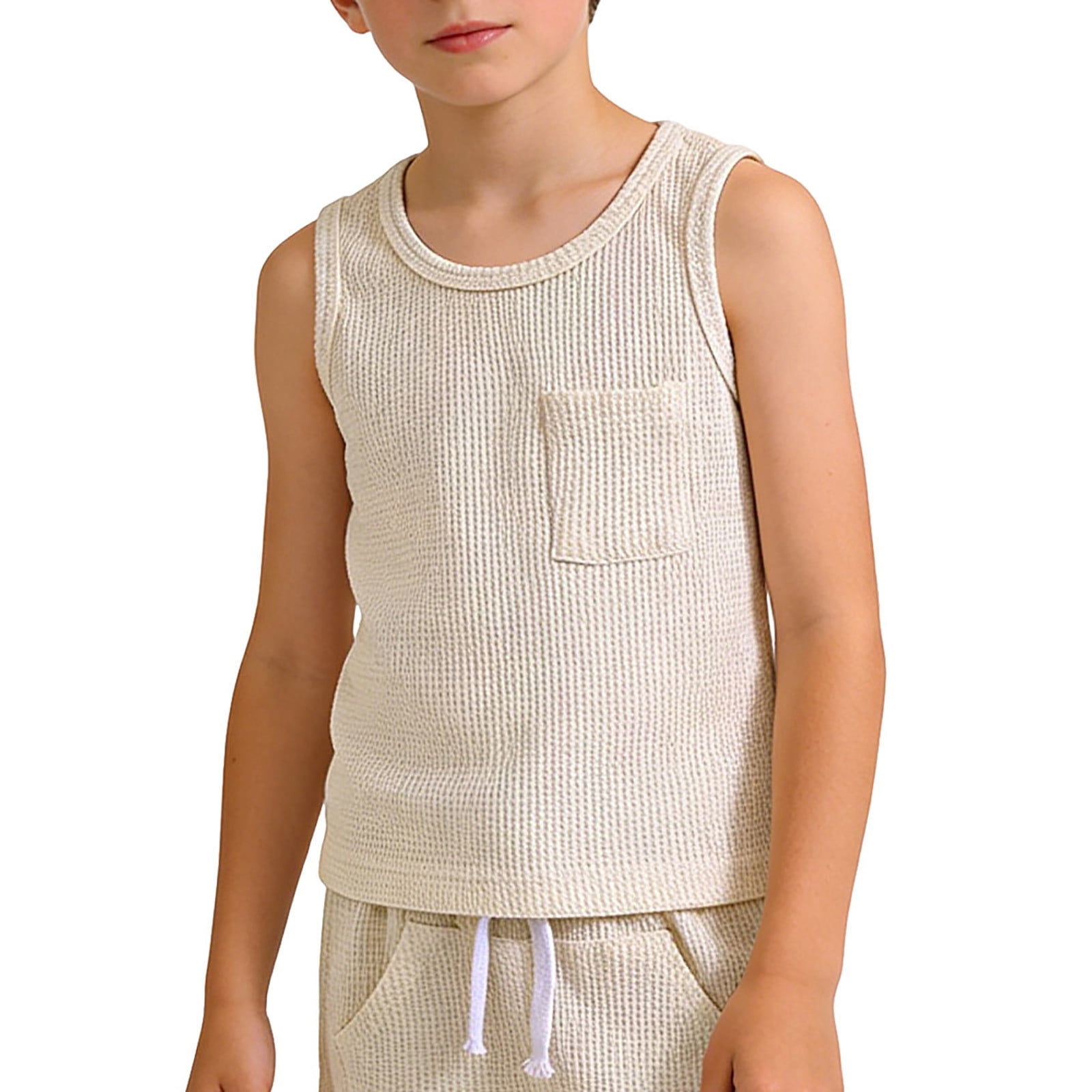 Sporty Sleeveless Tank Top with Plain Finish Detail for Toddlers and ...