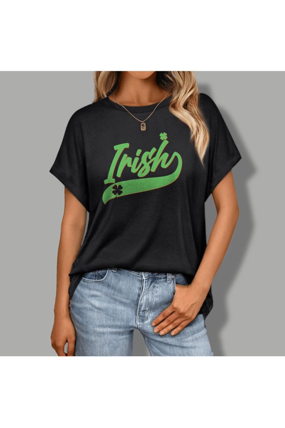 Sporty St. Patrick's Day Irish Logo Graphic T-Shirts Round Neck Short-Sleeved Casual And Comfortable T-Shirts As Presents For Women -0182