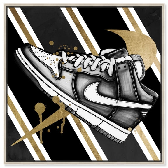 Sporty Style II Modern Sneaker Art Prints Canvas Wall Art by Notoriart, Silver Floater Frame, 20"x20"