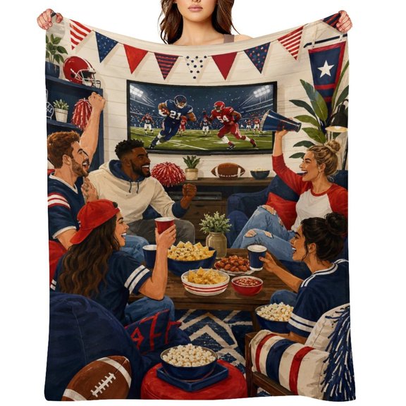 Sporty Watch Party BlanketFlannel Fleece Throw Blanket, Soft Lightweight Cozy Plush Blanket for Couch Sofa Bed, All Season Microfiber Blanket for Home Travel Office, Father’s Day Gift