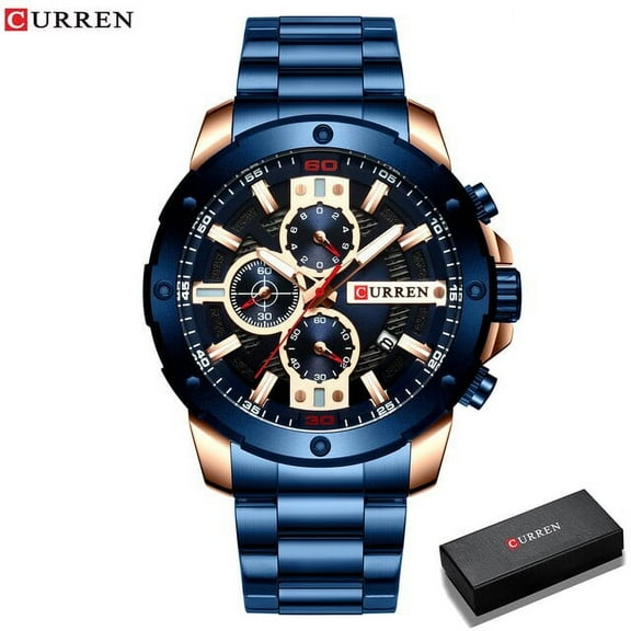Sporty Watches Men Luxury Brand Curren Fashion Quartz Watch With Stainless Steel Casual Business Wristwatch Male Clock Relojes - Quartz Wristwatches