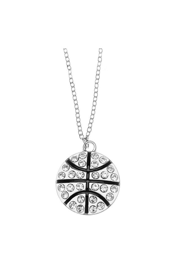 Basketball Necklace, Basketball Jewelry, Basketball Rhinestone Charm Necklace, for Basketball Players