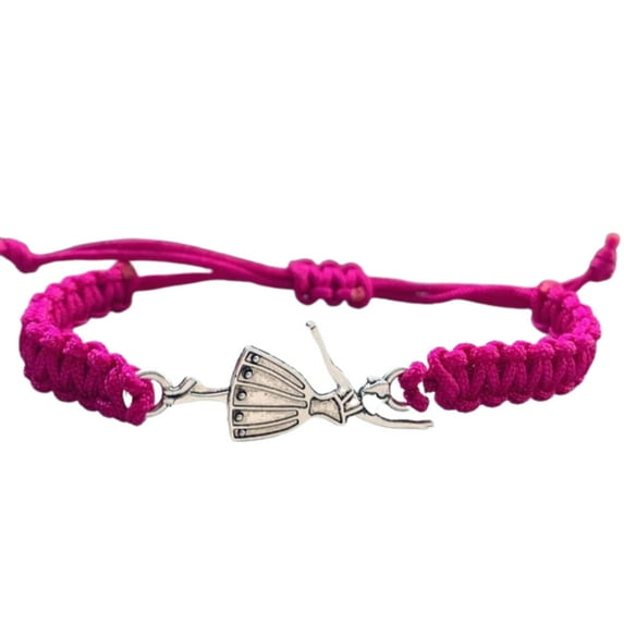 Sportybella Dance Bracelet - Dance Jewelry - Braided Dance Charm Bracelet - Gift for Dance Recitals & Dancers (Hot Pink)