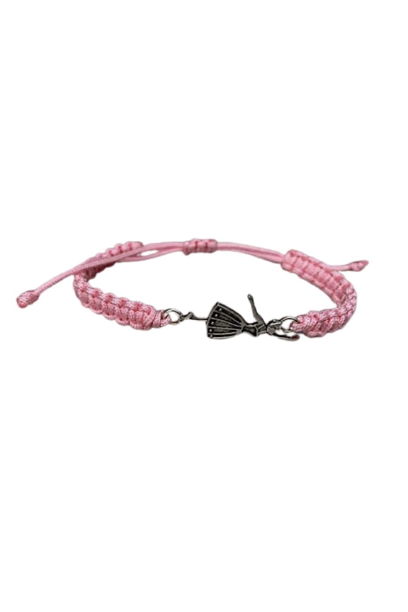 Dance Bracelet - Dance Jewelry - Braided Dance Charm Bracelet - Gift for Dance Recitals & Dancers (Light Pink)
