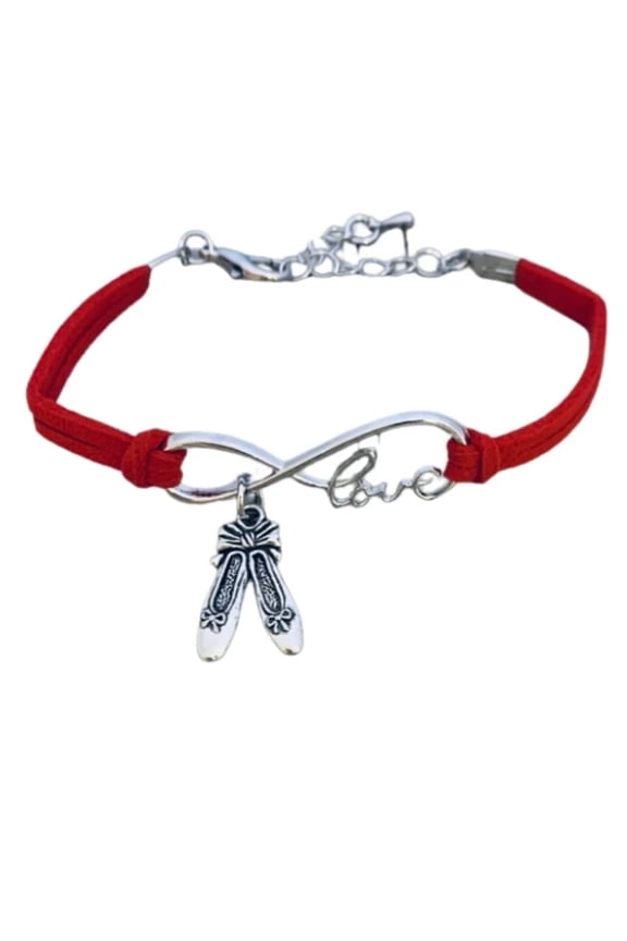 Dance Bracelet - Dance Jewelry - Infinity Love Dance Charm Bracelet - Gift for Dance Recitals & Dancers (Red)