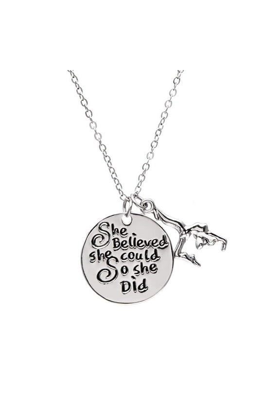 Gymnastics Charm Necklace, Gymnastics Jewelry - She Believed She Could, So She Did Necklace for Gymnast
