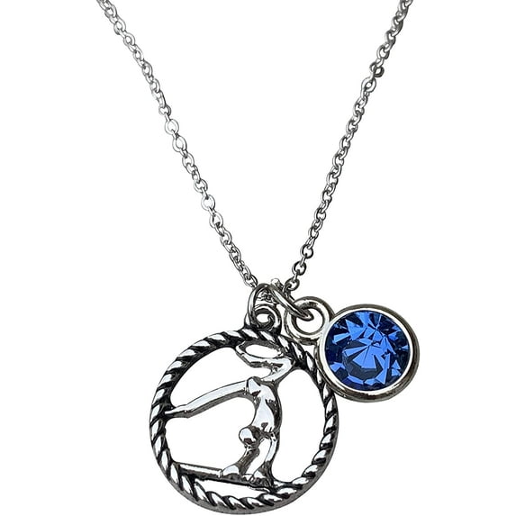 Sportybella Gymnastics Necklace with Birthstone Charm, Custom Gymnastics Jewelry - Gymnast Necklace for Gymnast (December)