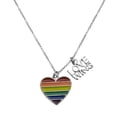 thumbnail image 1 of Sportybella Love Wins Necklace, LGBT Gay Pride Awareness Rainbow Striped Heart Charm Pendant, Gay Bisexual Rainbow Flag Jewelry, 1 of 7