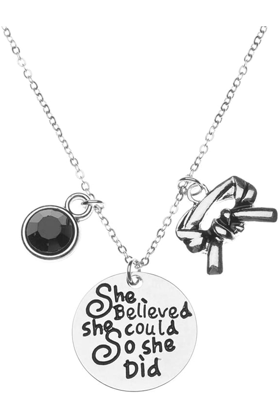 Martial Arts Necklace, She Believed She Could So She Did Black Belt Charm, Martial Arts Gift