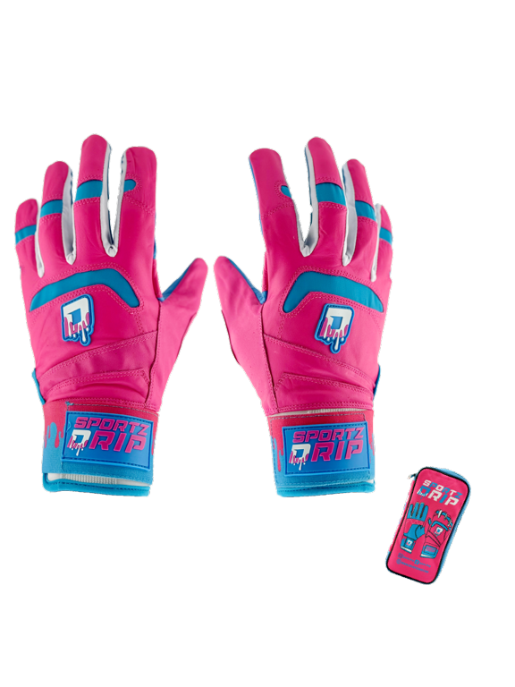 Bubble Pop Batting Gloves, Youth Baseball, Pink and Teal, Multiple, Breathable Mesh, Adjustable Wrist Strap, Pro-Grade Grip (Youth Extra Small)
