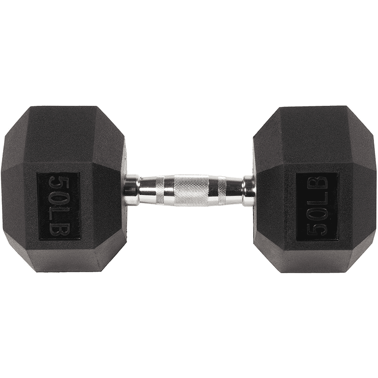 Sporzon Exercise Equipment Rubber Encased Hexagon Handheld Weight Dumbbells with Contoured Non Slip Handles for Home Fitness Single 50 Pounds Walmart