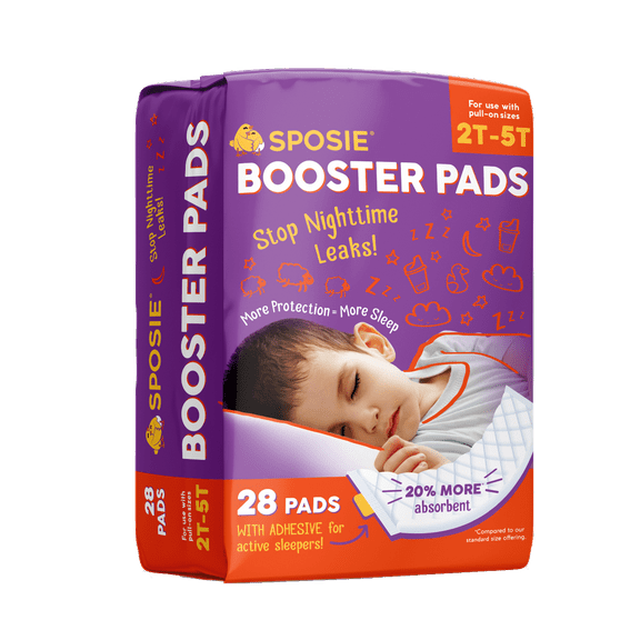 Sposie Overnight Diaper Booster Pads with Adhesive for Pull-on Diapers | Nighttime Leak Protection for Heavy Wetters and Active Sleepers | 28 ct. | Disposable, Universal fit for Boys & Girls