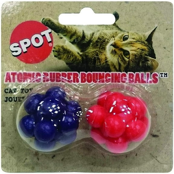 Ethical Pet Atomic Rubber Bouncing Ball Cat Toy, 2 Count