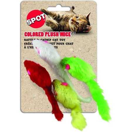 Spot Colored Plush Mice Cat Toys [Cat, Toys Other] 4 Pack