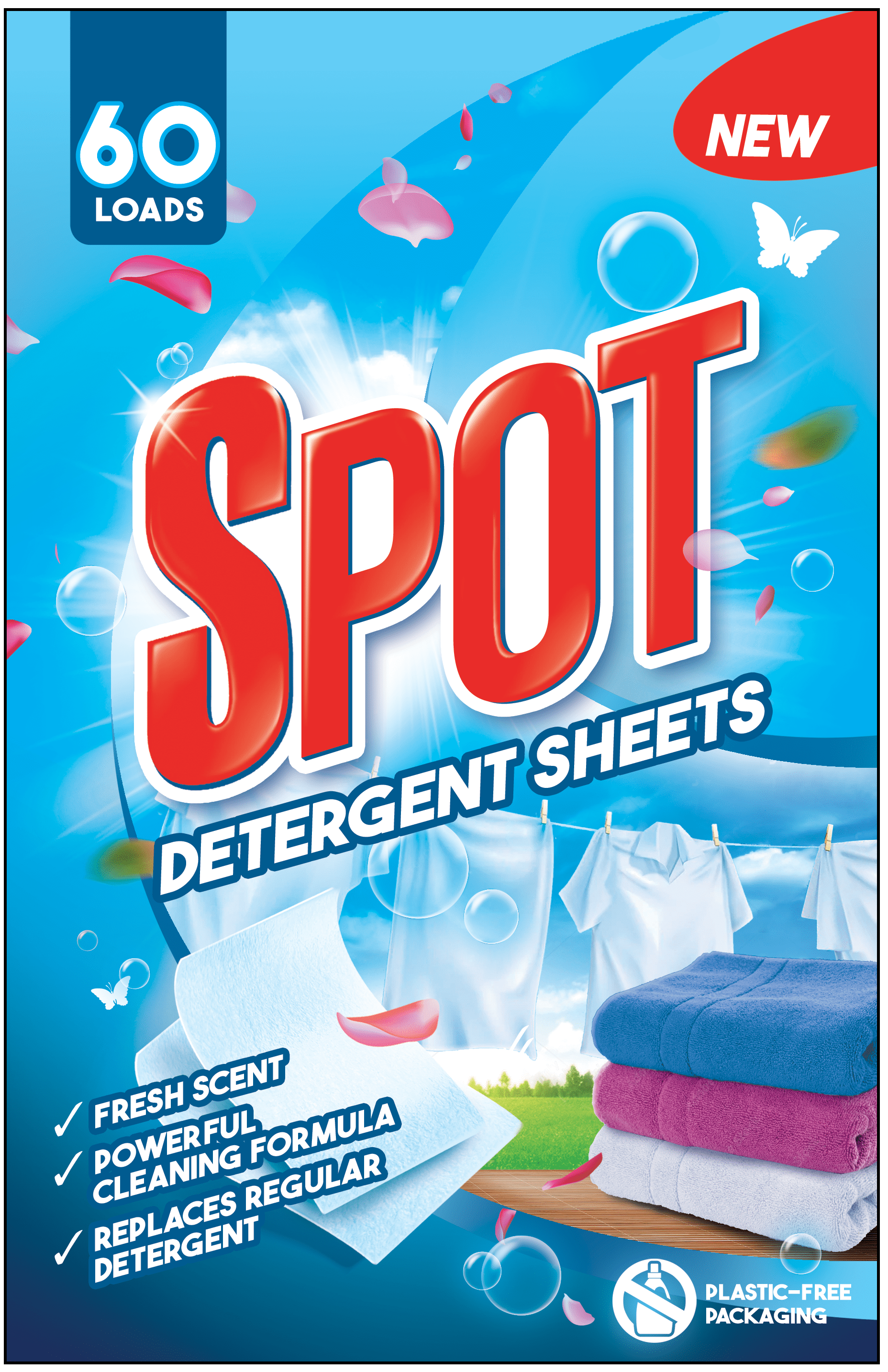 Spot Detergent Sheets Fresh Scent 60 Loads Made in Sweden