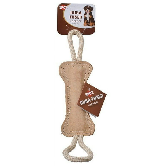 Spot Dura-Fused Leather Bone Tug Dog Toy [Dog, Toys Rope] 18" Long
