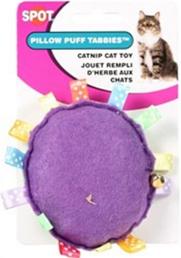Spot Ethical Products 685-520079 Pillow Puff Tabbies with Catnip & Bell Circle Shape Cat Toy&#44; Assorted Color - image 1 of 3