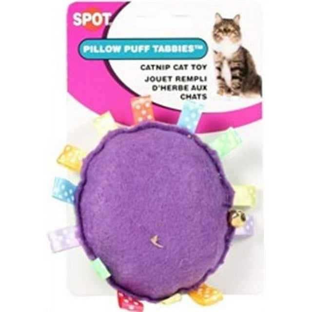 Spot Ethical Products 685-520079 Pillow Puff Tabbies with Catnip & Bell Circle Shape Cat Toy&#44; Assorted Color