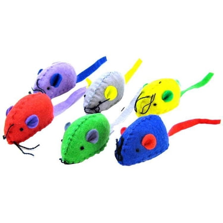 Spot Felt Mice with Catnip Cat Toys 6 Pack[ PACK OF 2 ]