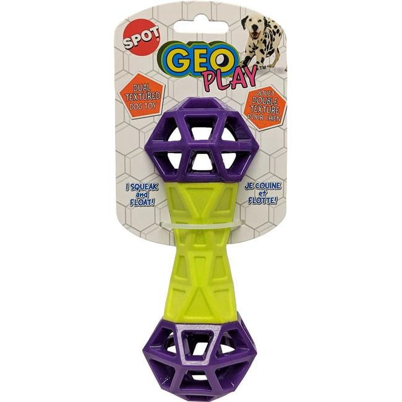 Spot Geo Play Purple/Yellow Foam Rubber Dumbell Pet Toy