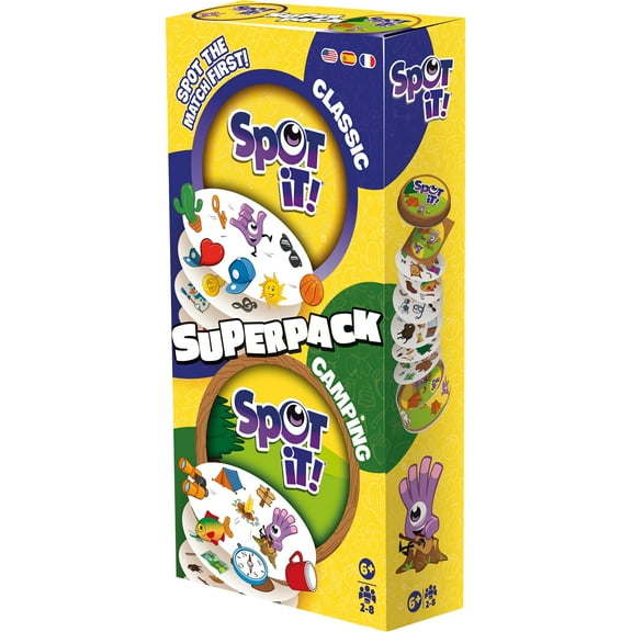 Spot It Super Pack Eco Big Box -Classic & Camping Family Card Game for Ages 6 and up, from Asmodee
