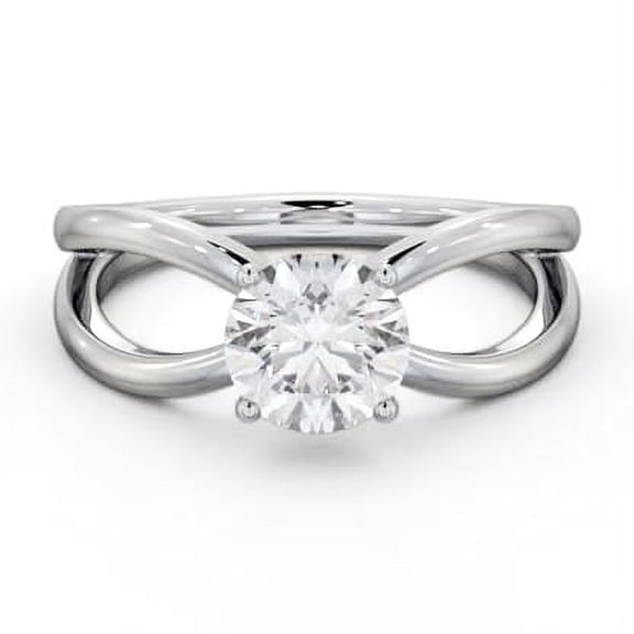 Spot Jewel 1.2 Ct Round Cut Lab Created Diamond Ring – 14K White Gold Plated Bow Shank Engagement Wedding Ring for Women – Elegant Proposal Ring – Great Gift to Celebrate Togetherness