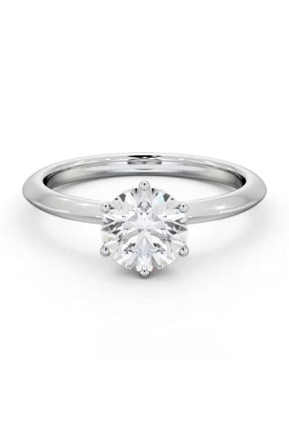 1.4 Ct Round Cut Lab Created Diamond Engagement Ring – Knife Edge Shank Style – 14K White Gold Plated Wedding Ring – Classic Anniversary Jewelry