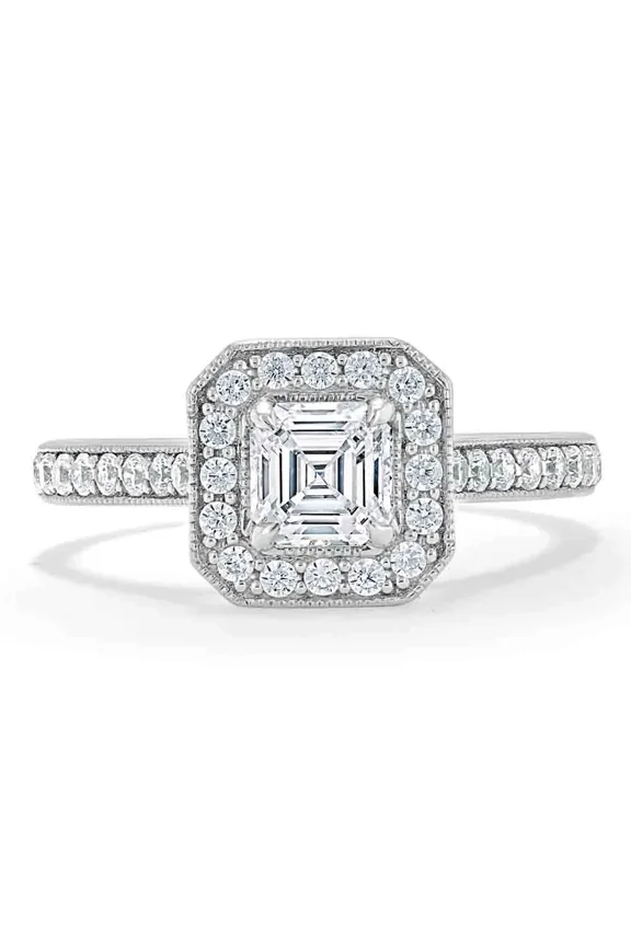 1.6 Ct Asscher Cut Engagement Diamond Ring - 14K White Gold Over Ring - Gorgeous Anniversary Gift for Women's - Forever Diamond Ring for Women's - Milgrain Valentine Proposal Ring