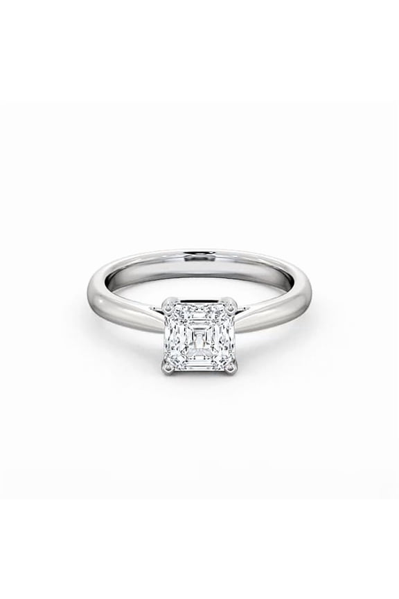 1.6 Ct Asscher Cut Lab Created Diamond Cathedral Ring – 14K White Gold Plated Engagement Ring for Women – Elegant Wedding Proposal Ring – Gift Ready