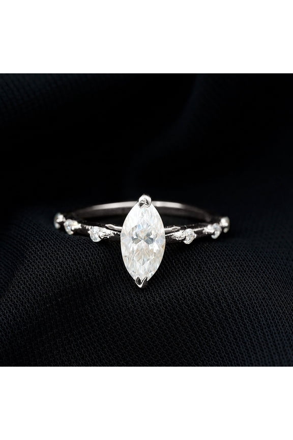 1.6 Ct Marquise Cut Diamond Rings - 14K White Gold Plated Rings - Casual Daily Wear Ring for Women - Wedding Proposal Rings for Girlfriend - Unique Rings for Women - Proposal Ring
