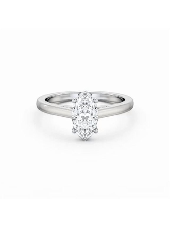 1.6 Ct Marquise Cut Lab Created Diamond Ring – 14K White Gold Plated Cathedral Shank Engagement Ring – Proposal Jewelry to Honor Love