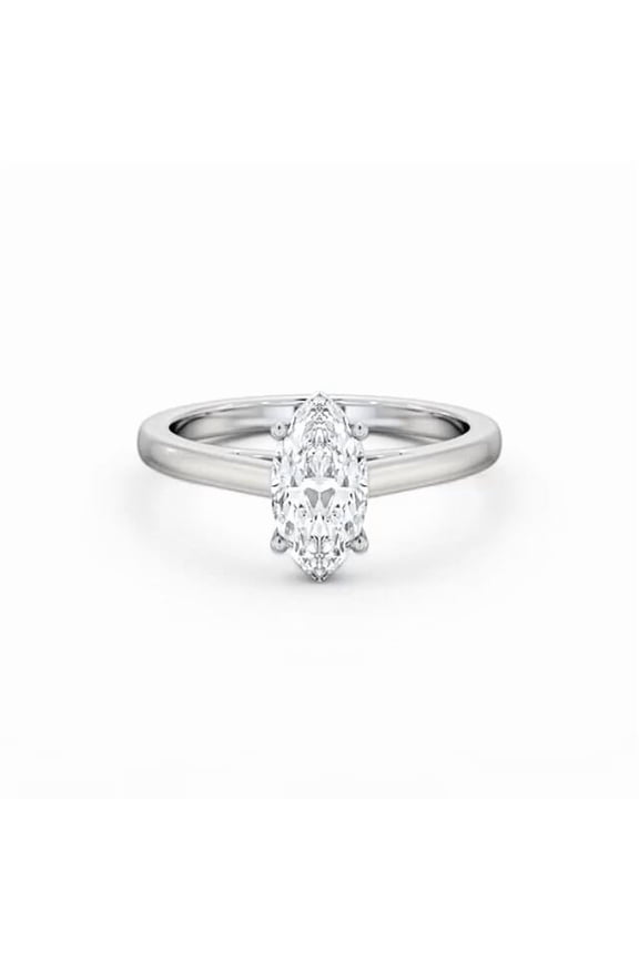 1.6 Ct Marquise Cut Lab Created Diamond Ring – 14K White Gold Plated Cathedral Shank Engagement Ring – Proposal Jewelry to Honor Love