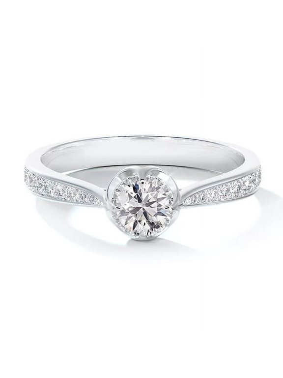 1.6 Ct Round Cut Diamond Ring for Her - 14K White Gold Over Ring - Modern Engagement Ring for Women's - Classic Wedding Ring for Her - Silver Diamond Unique Special Occasion Ring