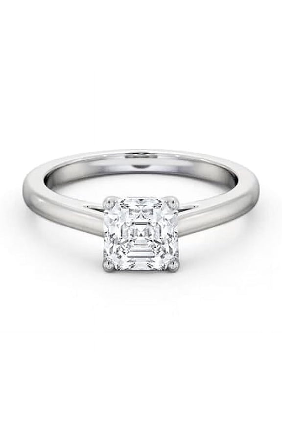 1.7 Ct Asscher Cut Lab Created Diamond Ring - 14K White Gold Plated Cathedral Design Engagement Ring - Elegant Proposal Gift for Her