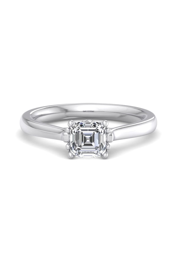 1.7 Ct Asscher Cut Lab Created Diamond Ring - 14K White Gold Plated Solitaire Wedding Ring for Women - Chic Jewelry Gift for Her - Perfect Daily Wear Ring