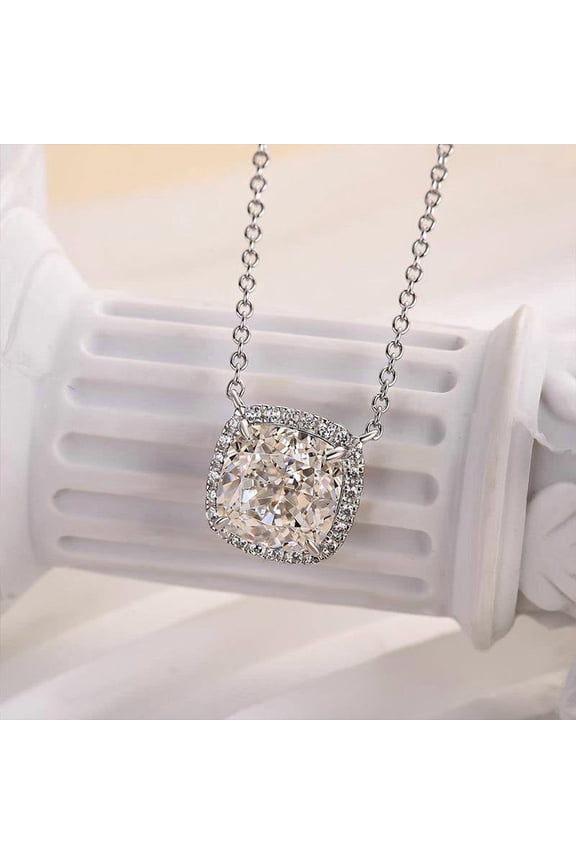 1.7 Ct Oval Cut Lab Grown Simulated Diamond - 14K White Gold Plated - Classic Solo Stone Pendant Without Chain - 25th Anniversary Gift for Wife - Custom Jewelry for Her