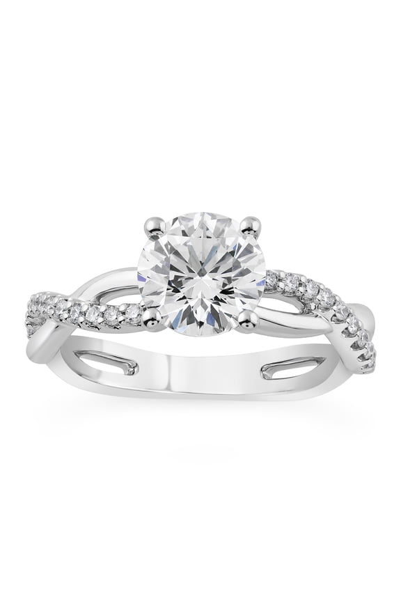 1.7 Ct Round Cut Diamond Rings - 14K White Gold Over Ring - Swirl Causal Daily Wear Rings - Split Shank Engagement Rings - Forever Diamond Ring for Women's - Twisted Party Wear Rings