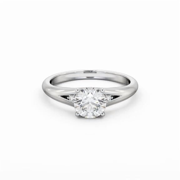 Spot Jewel 1.7 Ct Round Cut Lab Created Diamond Ring – 14K White Gold Plated Split Shank Solitaire – Accent Diamond 4 Prong Ring – 9th Anniversary Jewelry for Women