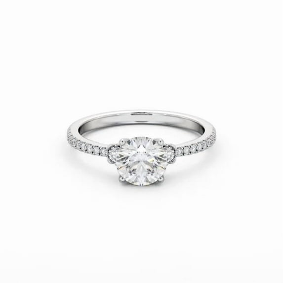 Spot Jewel 1.8 Ct Brilliant Round Cut Solitaire with Accent Diamond Ring – 14K White Gold Plated Engagement Wedding Ring – Prong Set – Holiday Gift for Her