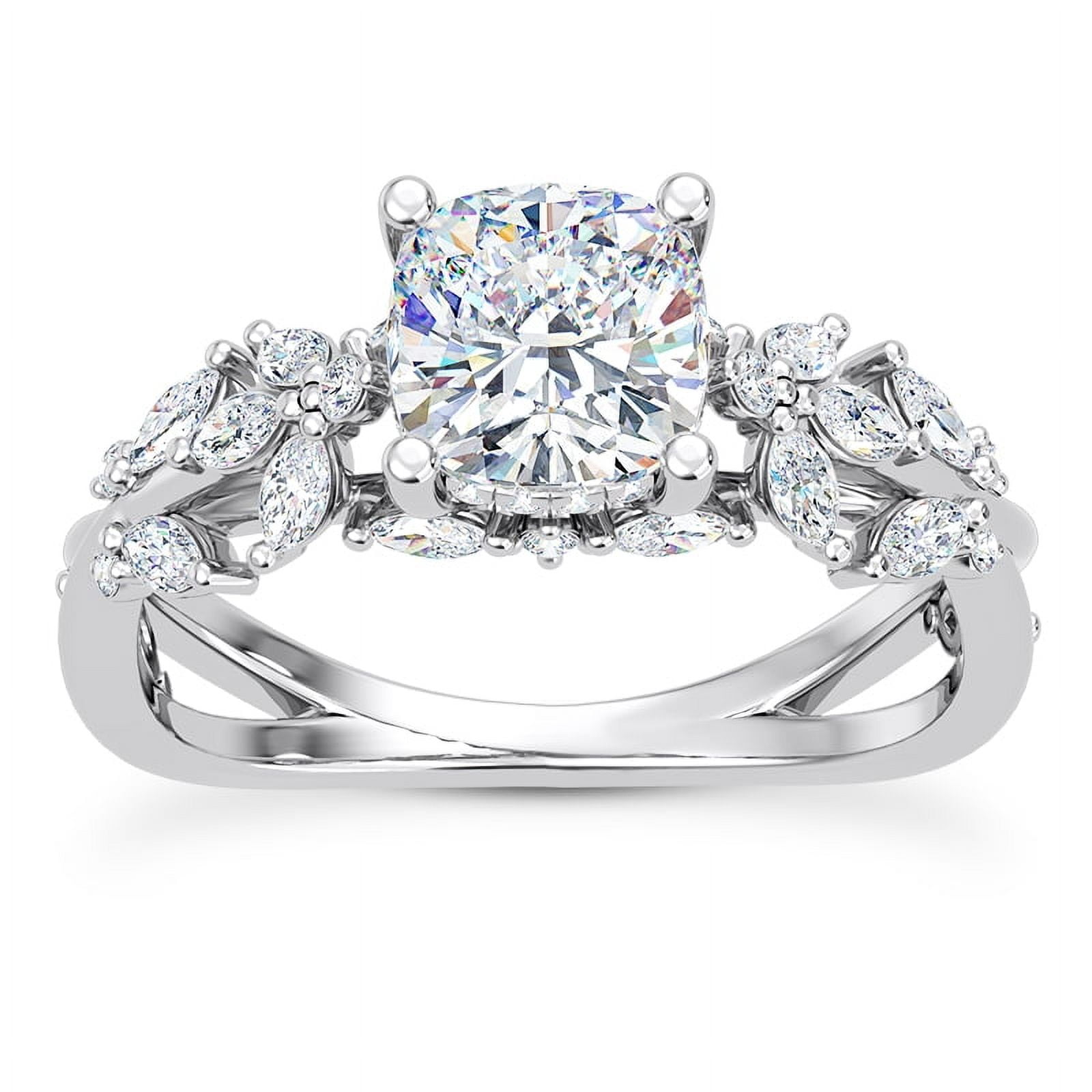 Spot Jewel 1.8 Ct Cushion Cut Lab Created Diamond Engagement Ring - Butterfly & Bee Vine Twist Solitaire Ring for Women in 14K White Gold Plated - Wedding Diamond Ring for Her - Gifts for Sister
