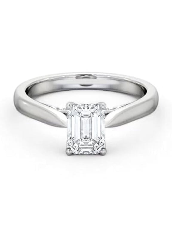1.8 Ct Excellent Emerald Cut Lab Created Diamond Engagement Wedding Ring - 14K White Gold Plated Hidden Diamond Bridge Ring for Women - Birthday or Occasion Gift