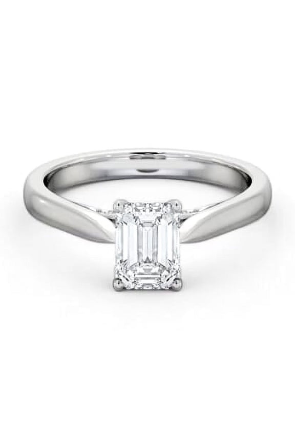 1.8 Ct Excellent Emerald Cut Lab Created Diamond Engagement Wedding Ring - 14K White Gold Plated Hidden Diamond Bridge Ring for Women - Birthday or Occasion Gift