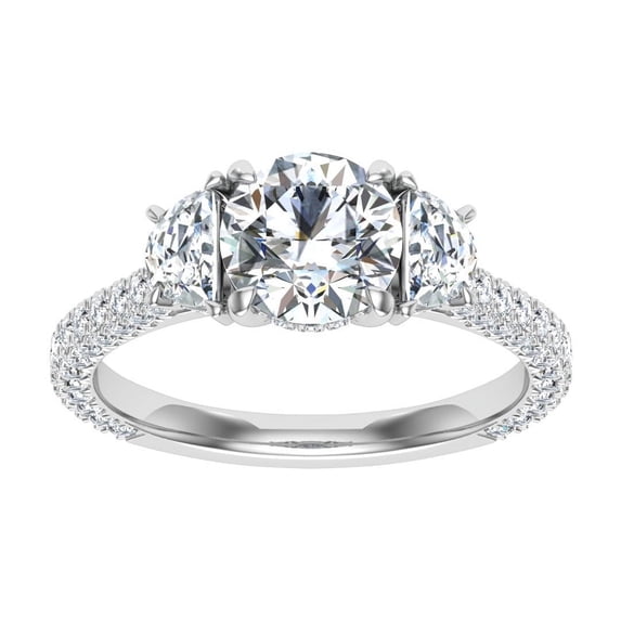 Spot Jewel 1.8 Ct Lab-Created Diamond Engagement Ring - 14K White Gold Plated Round Cut 3 Stone Design for Women - Elegant Gift for Her to Celebrate Your Love Journey